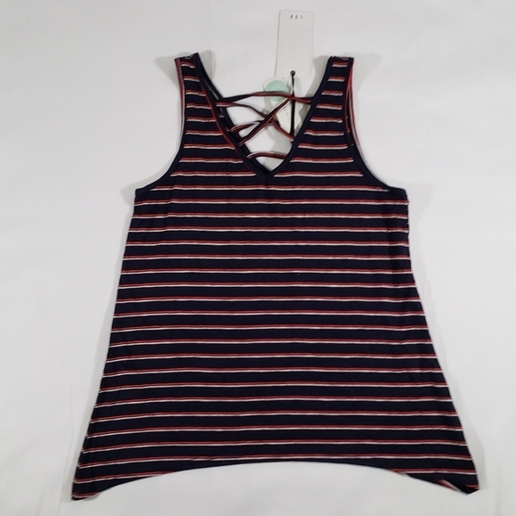 Stitch Fix Tops - New Stitch Fix LUQ Emmie Cross Front Knit Red White Navy Blue Tank Top Size Smal